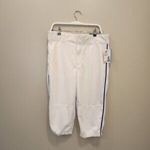 White Baseball Pants with Blue Stripe